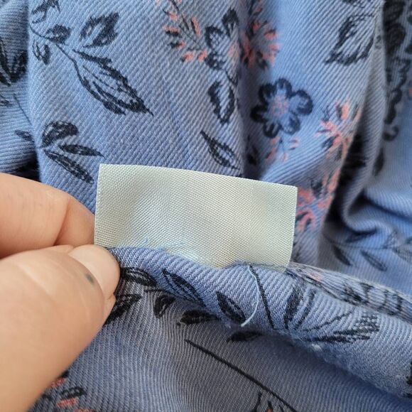 Catherines 4X peasant blouse blue floral top balloon sleeve cottage boho - Picture 7 of 11